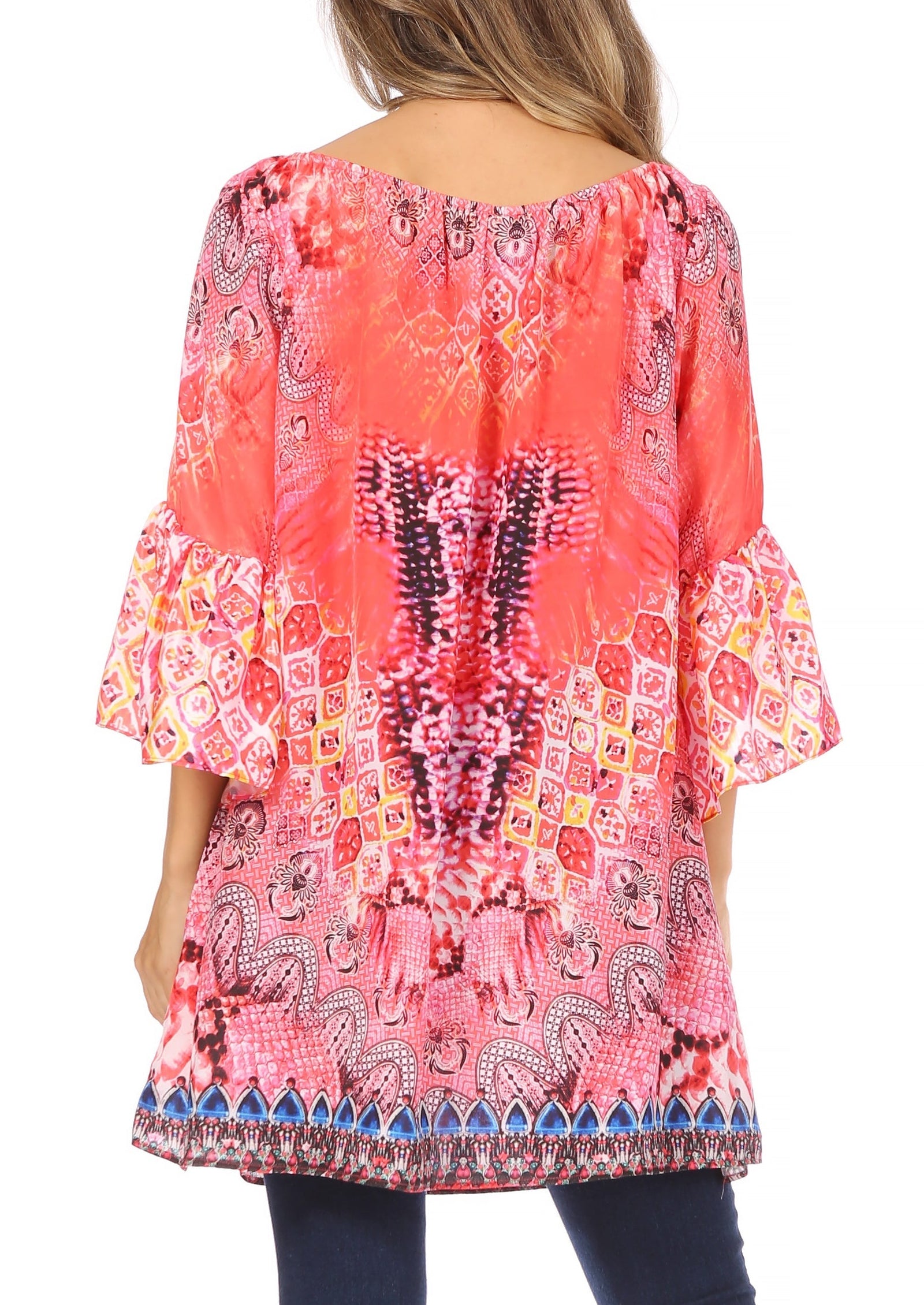 Vestido túnica Sakkas Inna con mangas acampanadas y pedrería
