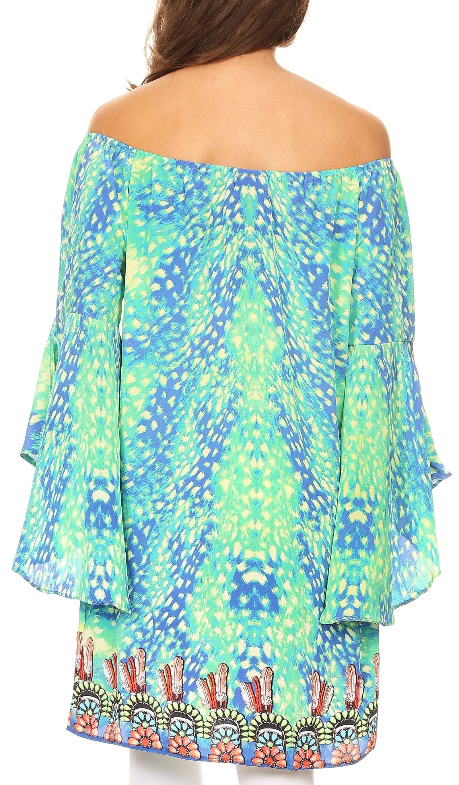 Vestido túnica Sakkas Inna con mangas acampanadas y pedrería