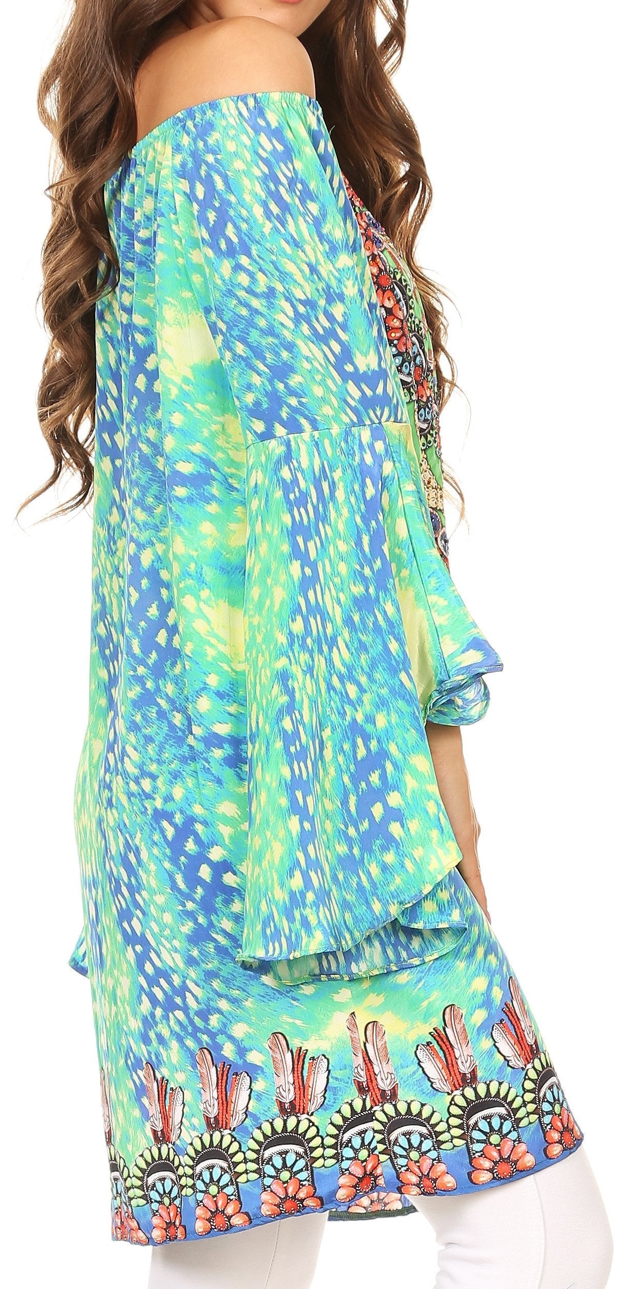 Vestido túnica Sakkas Inna con mangas acampanadas y pedrería