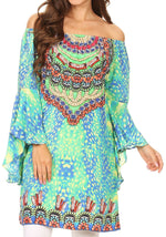 Vestido túnica Sakkas Inna con mangas acampanadas y pedrería