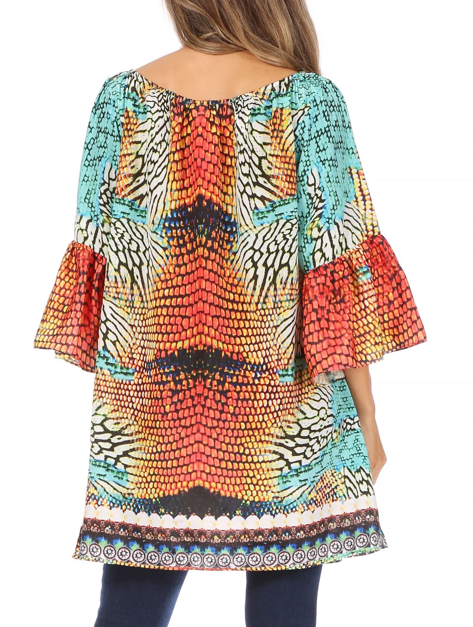 Vestido túnica Sakkas Inna con mangas acampanadas y pedrería