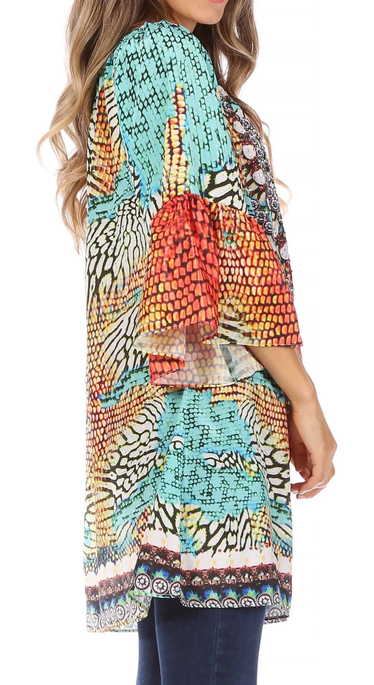 Vestido túnica Sakkas Inna con mangas acampanadas y pedrería