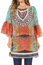 Vestido túnica Sakkas Inna con mangas acampanadas y pedrería