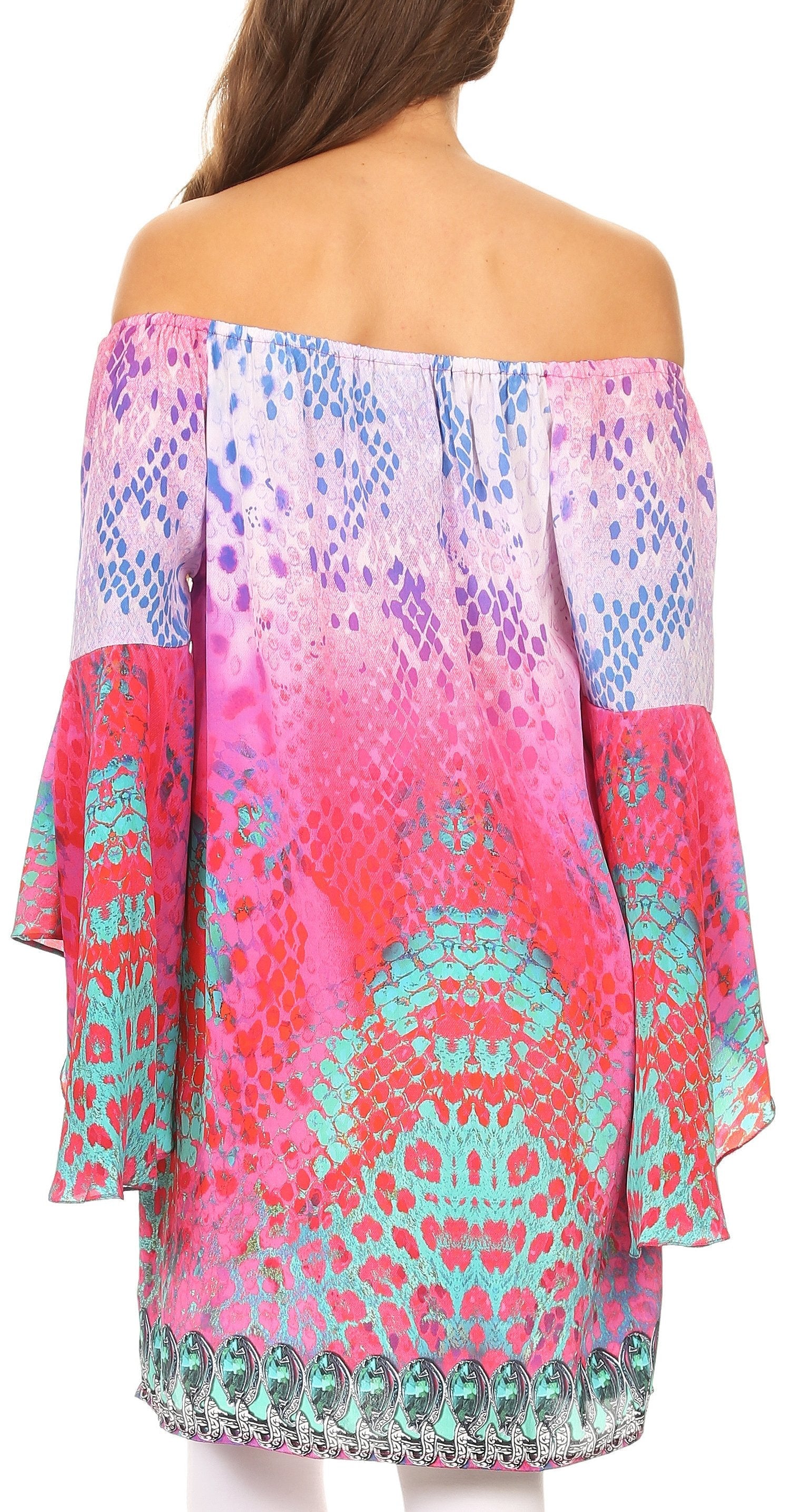 Vestido túnica Sakkas Inna con mangas acampanadas y pedrería