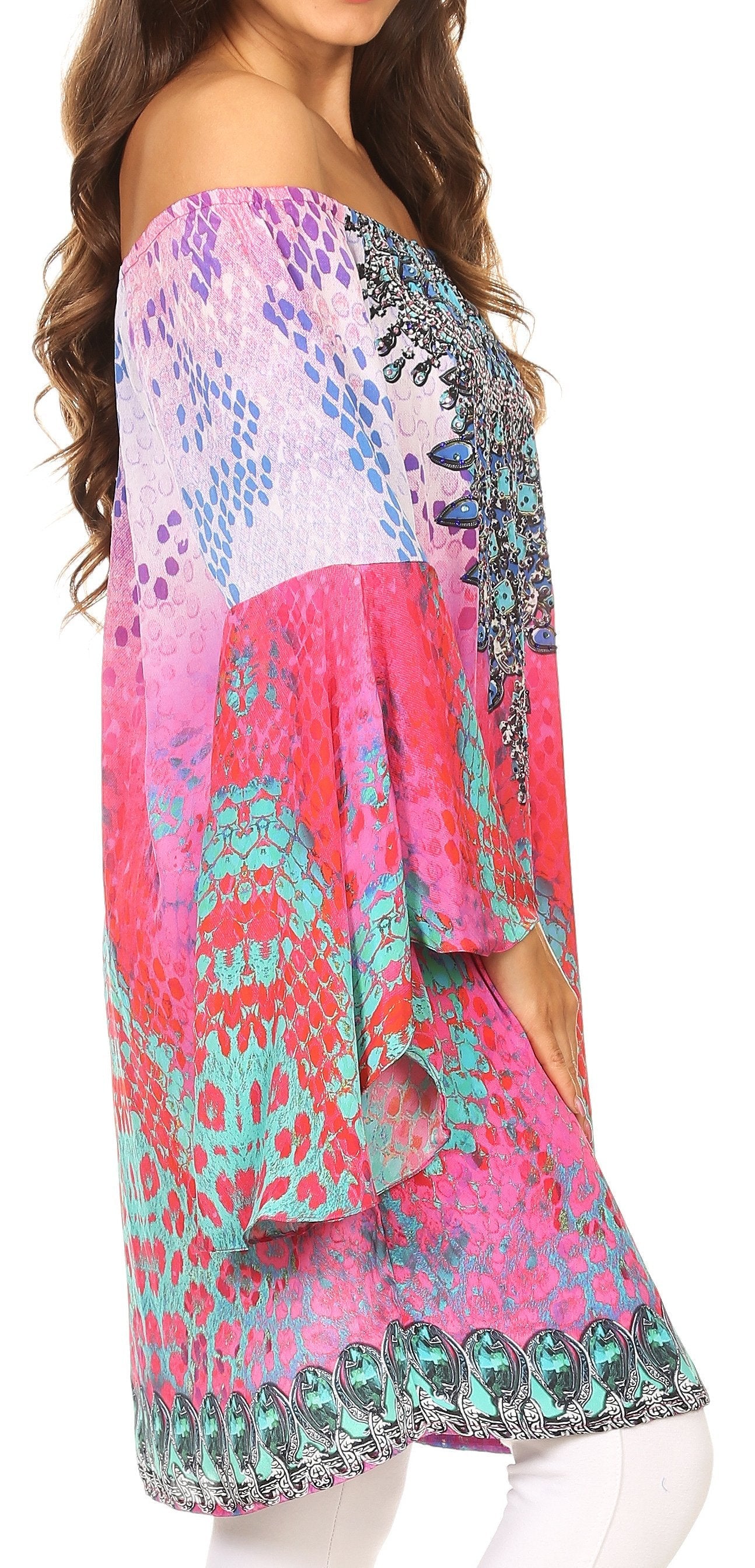 Vestido túnica Sakkas Inna con mangas acampanadas y pedrería