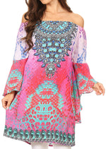 Vestido túnica Sakkas Inna con mangas acampanadas y pedrería
