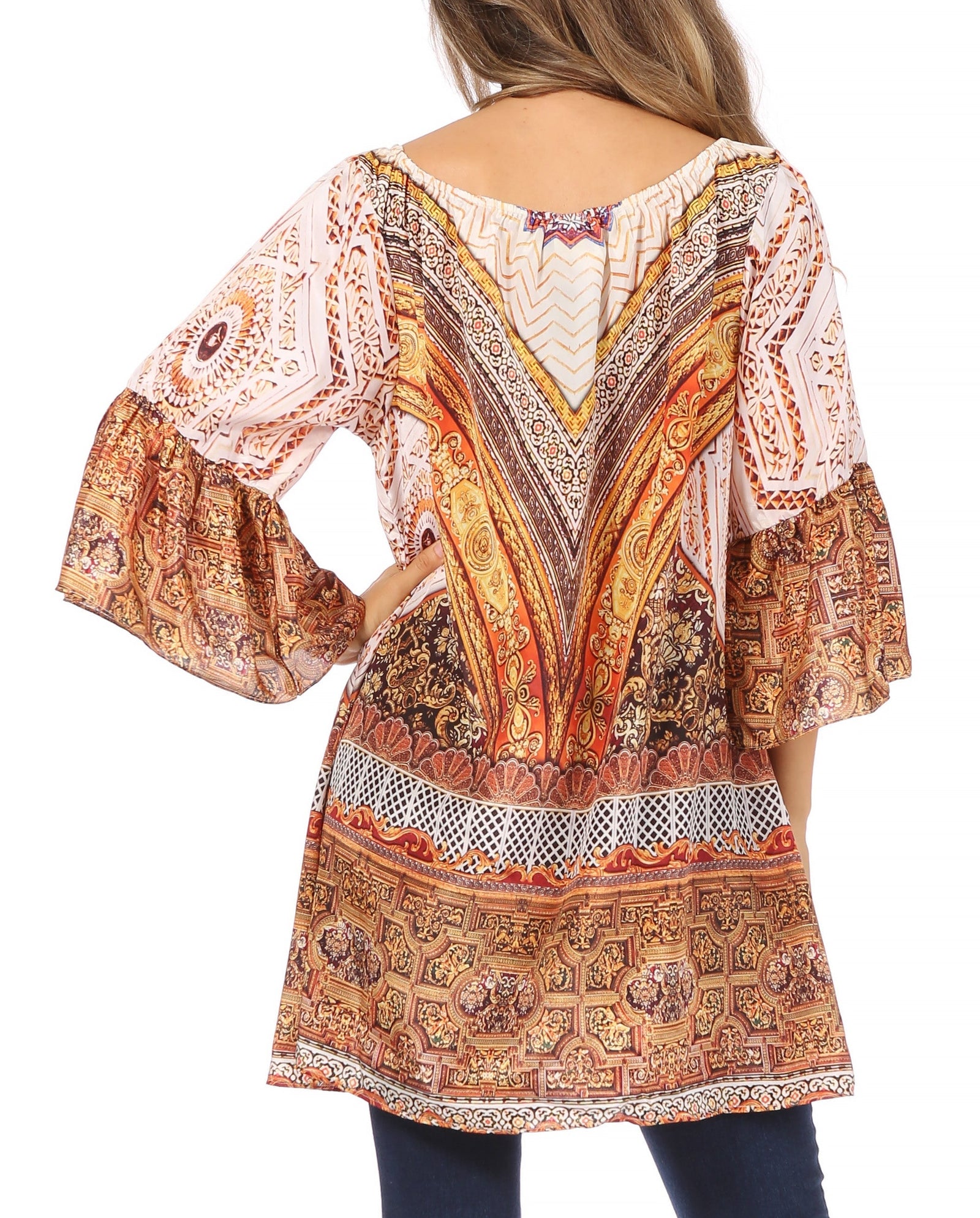 Vestido túnica Sakkas Inna con mangas acampanadas y pedrería