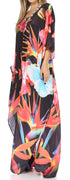 Vestido caftán largo Sakkas Georgettina con escote en V y cristales fluidos
