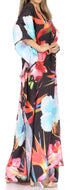 Vestido caftán largo Sakkas Georgettina con escote en V y cristales fluidos