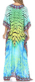 Vestido caftán largo Sakkas Georgettina con escote en V y cristales fluidos