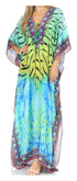 Vestido caftán largo Sakkas Georgettina con escote en V y cristales fluidos