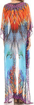 Sakkas Zeke Hi Low V-Neck Caftan Dress Printed Top Cover / Up