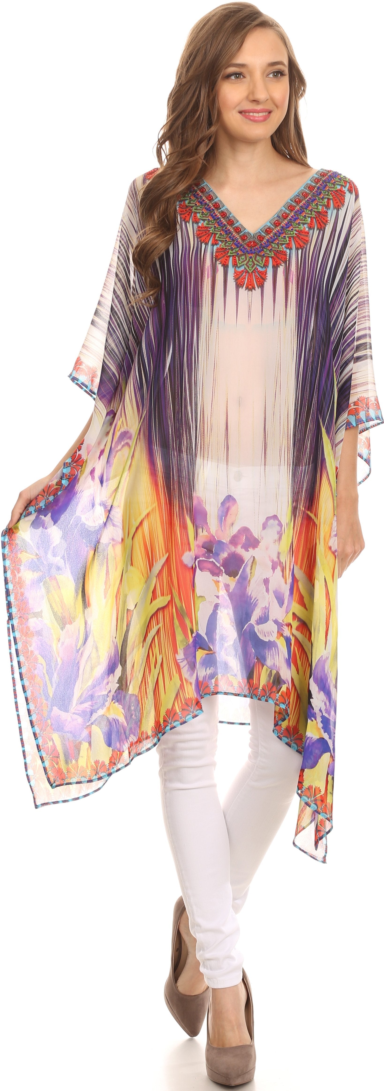 Vestido/paro corto Sakkas Mimi con estampado marroquí semitransparente