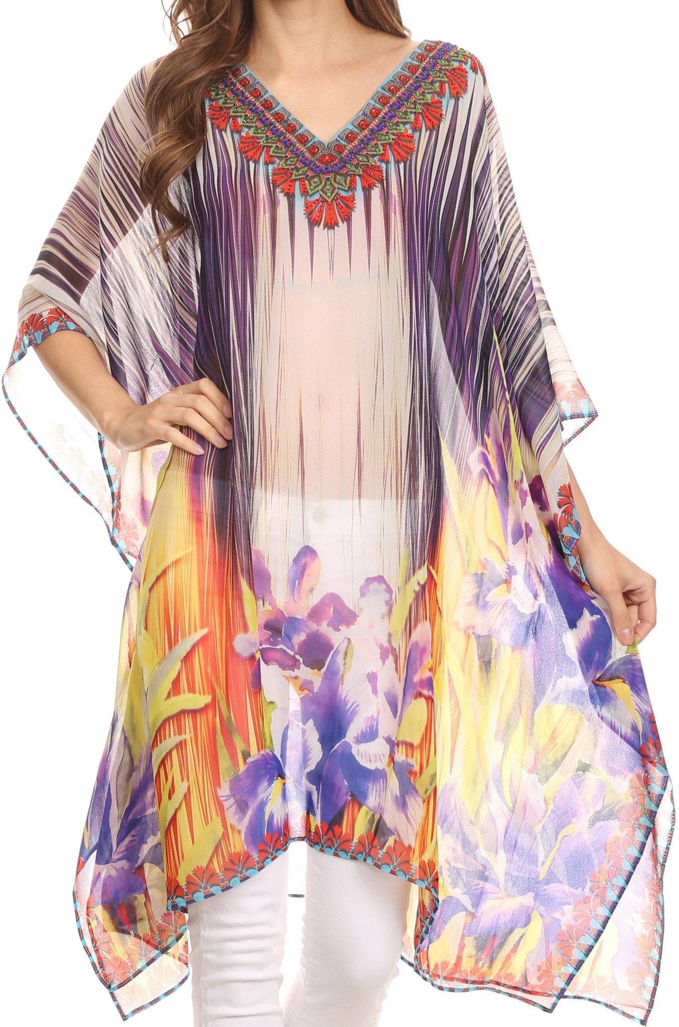 Vestido/paro corto Sakkas Mimi con estampado marroquí semitransparente