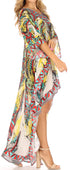 Vestido Sakkas Laisson Flowy Hi-Lo Caftán con diamantes de imitación, cuello en V, corte cuadrado, para cubrir la parte superior