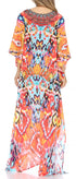 Vestido caftán largo Sakkas Georgettina con escote en V y cristales fluidos