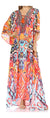 Vestido caftán largo Sakkas Georgettina con escote en V y cristales fluidos