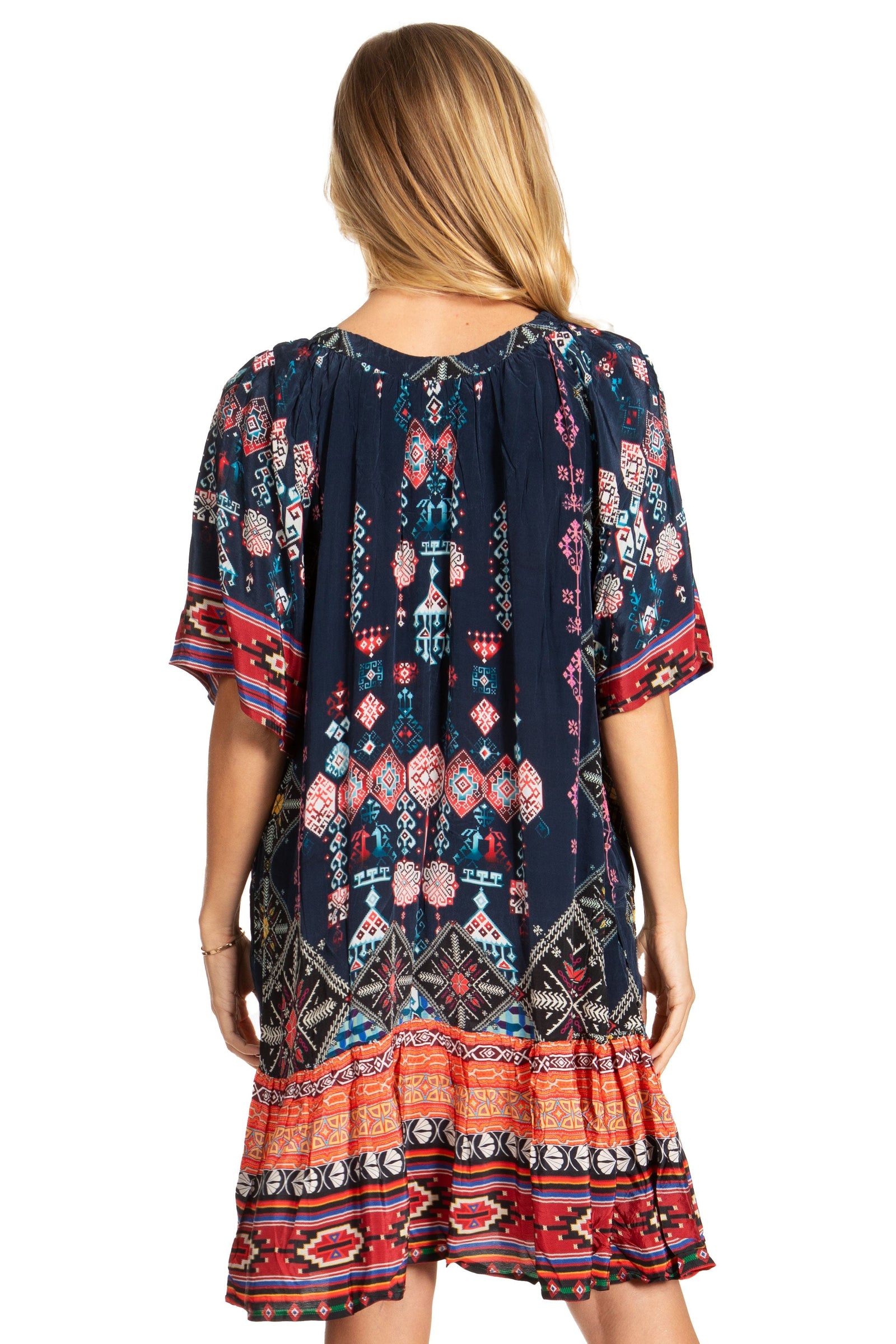 Vestido bohemio de verano informal con estampado floral de manga corta para cóctel de Sakkas Eliza para mujer