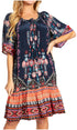 Vestido bohemio de verano informal con estampado floral de manga corta para cóctel de Sakkas Eliza para mujer
