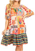 Vestido bohemio de verano informal con estampado floral de manga corta para cóctel de Sakkas Eliza para mujer