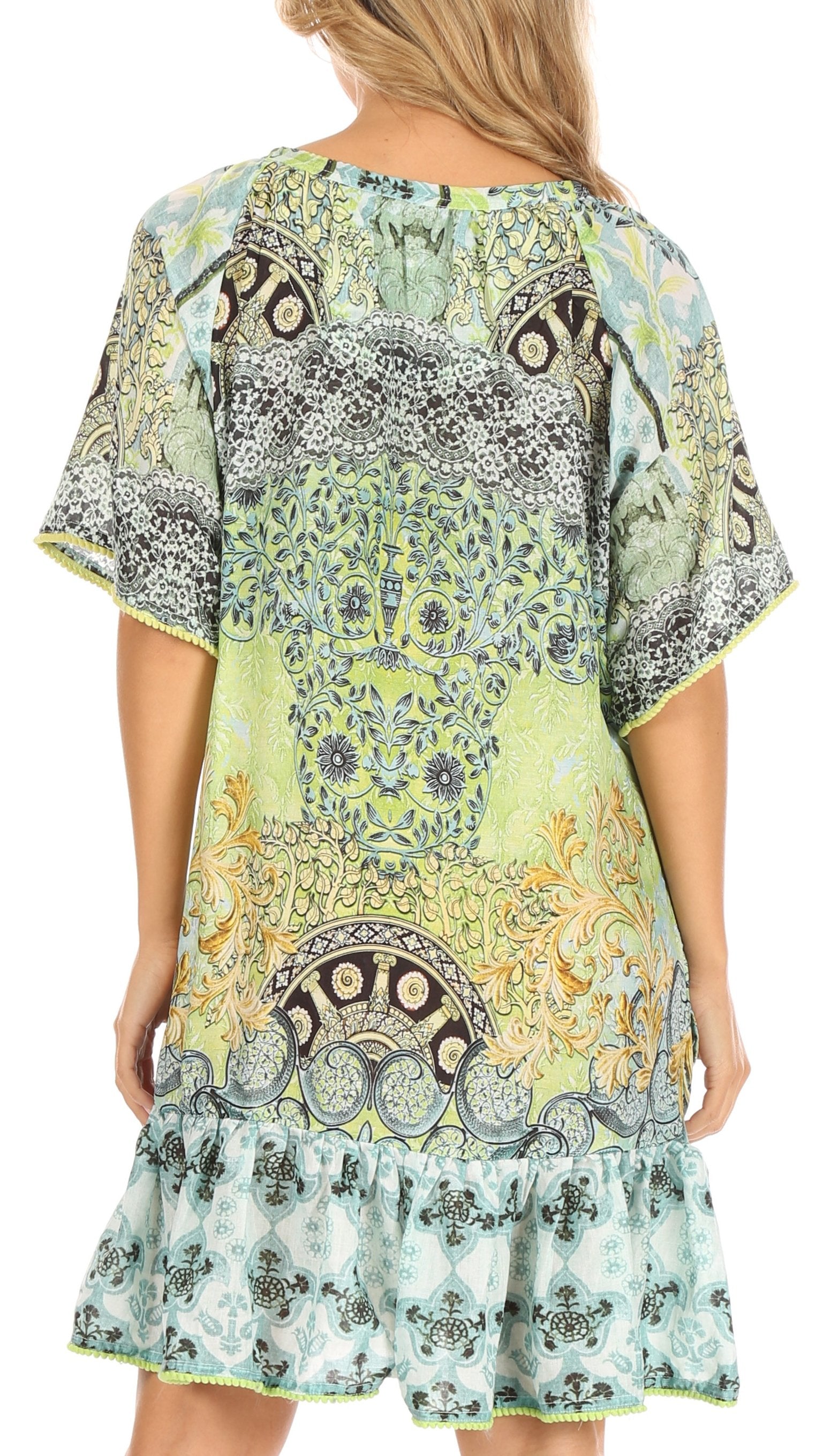 Vestido bohemio de verano informal con estampado floral de manga corta para cóctel de Sakkas Eliza para mujer