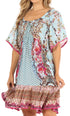 Vestido bohemio de verano informal con estampado floral de manga corta para cóctel de Sakkas Eliza para mujer