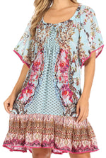 Vestido bohemio de verano informal con estampado floral de manga corta para cóctel de Sakkas Eliza para mujer