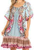 Vestido bohemio de verano informal con estampado floral de manga corta para cóctel de Sakkas Eliza para mujer