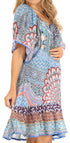 Vestido bohemio de verano informal con estampado floral de manga corta para cóctel de Sakkas Eliza para mujer