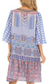 Sakkas Dona Women's Casual Swing 3/4 Sleeve Floral Print Boho Cocktail Midi Dress