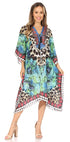 Sakkas Kristy Long Tall Lightweight Caftan Dress / Cover Up With V-Neck Jewels