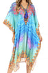 Sakkas Kristy Long Tall Lightweight Caftan Dress / Cover Up With V-Neck Jewels