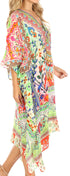 Sakkas Kristy Long Tall Lightweight Caftan Dress / Cover Up With V-Neck Jewels