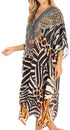 Sakkas Kristy Long Tall Lightweight Caftan Dress / Cover Up With V-Neck Jewels