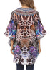 Sakkas Tallulah Wide Circle Blouse V Neck Top With Tassle Ties And Rhinestones