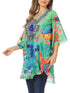 Sakkas Tallulah Wide Circle Blouse V Neck Top With Tassle Ties And Rhinestones