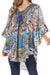 Sakkas Tallulah Wide Circle Blouse V Neck Top With Tassle Ties And Rhinestones