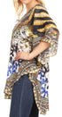 Sakkas Tallulah Wide Circle Blouse V Neck Top With Tassle Ties And Rhinestones