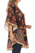 Sakkas Tallulah Wide Circle Blouse V Neck Top With Tassle Ties And Rhinestones