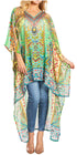 Sakkas Zeke Hi Low V-Neck Caftan Dress Printed Top Cover / Up