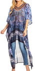 Sakkas Zeke Hi Low V-Neck Caftan Dress Printed Top Cover / Up