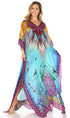 Vestido caftán largo con escote en V y diseño fluido Anahi de Sakkas con diamantes de imitación