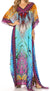 Vestido caftán largo con escote en V y diseño fluido Anahi de Sakkas con diamantes de imitación