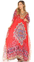 Vestido caftán largo con escote en V y diseño fluido Anahi de Sakkas con diamantes de imitación