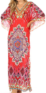 Vestido caftán largo con escote en V y diseño fluido Anahi de Sakkas con diamantes de imitación