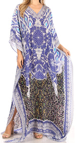 Vestido caftán largo con escote en V y diseño fluido Anahi de Sakkas con diamantes de imitación