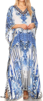 Vestido caftán largo con escote en V y diseño fluido Anahi de Sakkas con diamantes de imitación