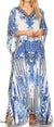 Vestido caftán largo con escote en V y diseño fluido Anahi de Sakkas con diamantes de imitación