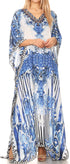 Vestido caftán largo con escote en V y diseño fluido Anahi de Sakkas con diamantes de imitación