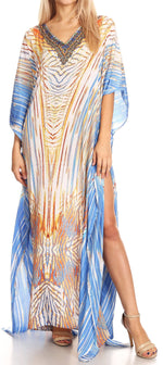 Vestido caftán largo con escote en V y diseño fluido Anahi de Sakkas con diamantes de imitación